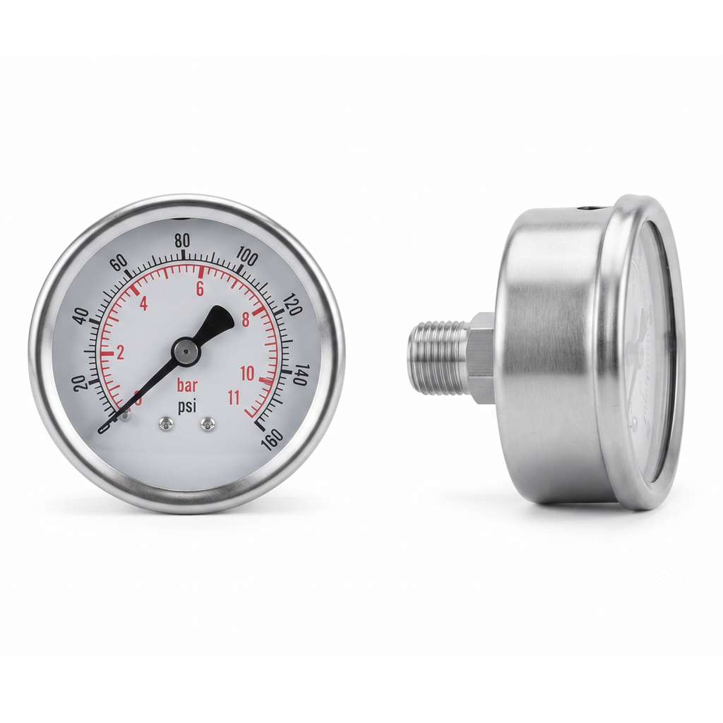 [GAU-336-333] Gauge, SS, 1/4", Back Mount